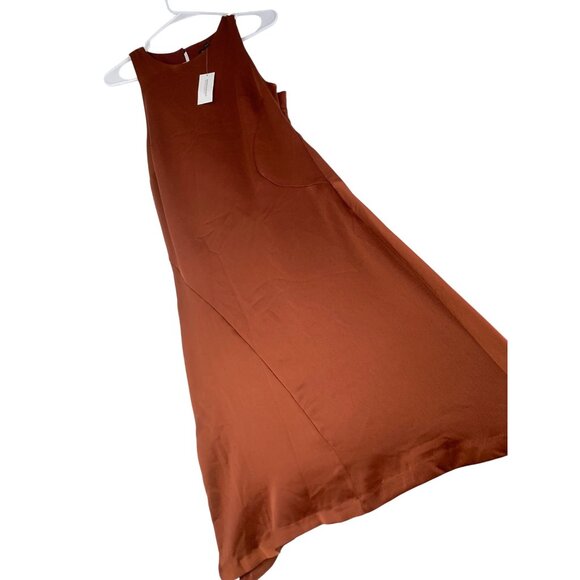New Banana Rrepubli Asym Tank Dress Size 10 Rust Brown RS10277 - Picture 2 of 11